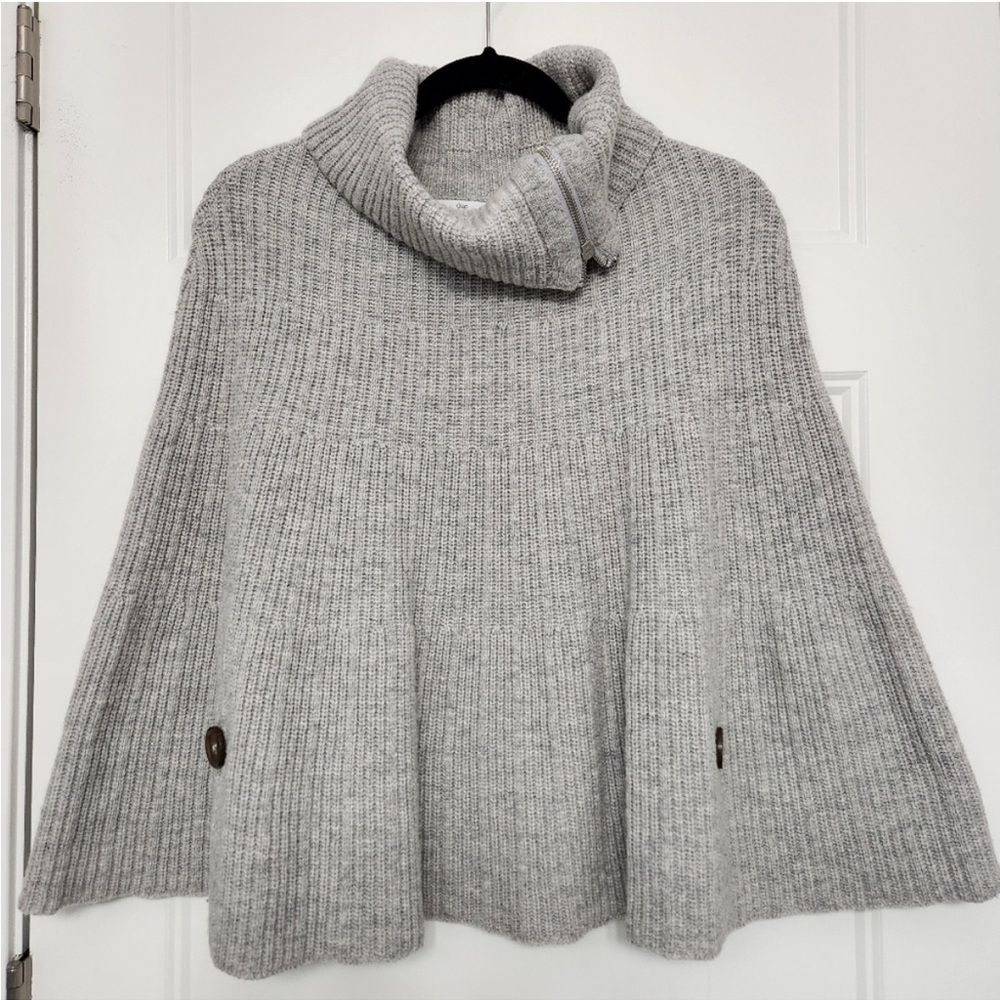 GAP Grey Ribbed Pullover Poncho XS/S